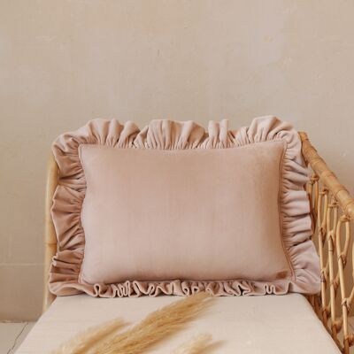 Soft Velvet Pillow with Frill “Latte”