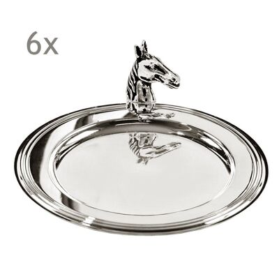 SALE Set of 6 coasters bottle coasters horse, silver-plated, diameter 11 cm