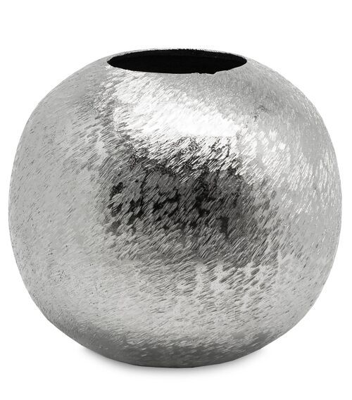 SALE Vase Kugelvase Inga, Aluminum, gebürstet, vernickelt, Höhe 21 cm, Durchmesser 22 cm, ø Öffnung