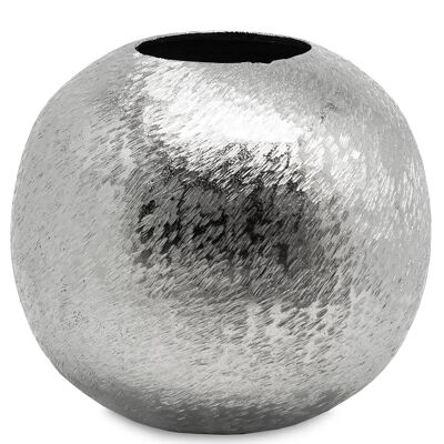 SALE Vase Kugelvase Inga, Aluminum, gebürstet, vernickelt, Höhe 21 cm, Durchmesser 22 cm, ø Öffnung