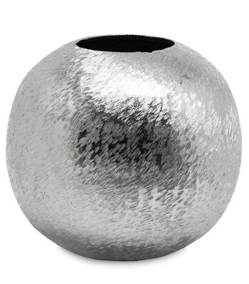 VENTE Vase Vase boule Inga, aluminium, brossé, nickelé, hauteur 21 cm, diamètre 22 cm, ø ouverture 1