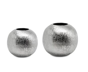 VENTE Vase Vase boule Inga, aluminium, brossé, nickelé, hauteur 21 cm, diamètre 22 cm, ø ouverture 3