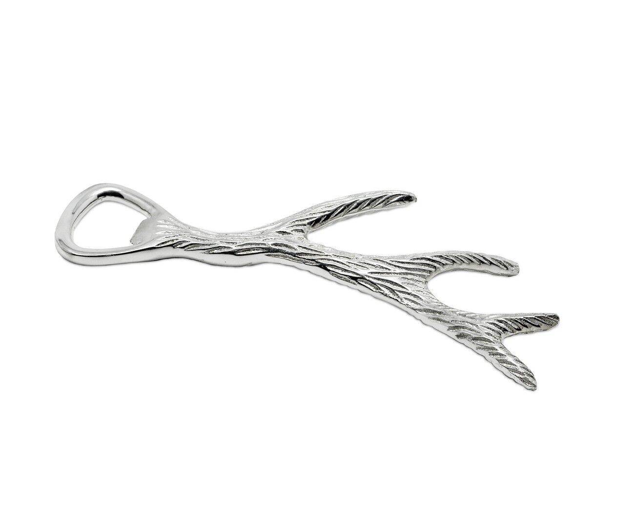 Öffner Flaschenöffner Horn, Edelstahl glänzend vernickelt, Länge 15 cm