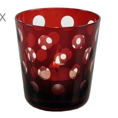 VENDITA Set 6 bicchieri in cristallo Bob, rosso, vetro tagliato a mano, altezza 8 cm, capacità 0,14 litri