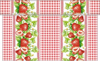 Chemin de table fraises en rouge en Linclass® Airlaid 40 cm x 4,80 m, 1 pièce 1
