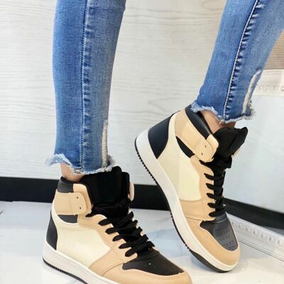 SNEAKERS TRONCHETTO-BEIGE/NERO