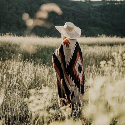 Couverture Mexicaine - Beige et rouge