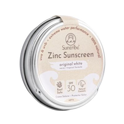 Suntribe Natural Mineral Face & Sport Zink Sonnenschutz LSF 50 Original Weiß