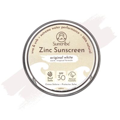 Suntribe Protector solar mineral natural para rostro y deporte con zinc SPF 30 Original White