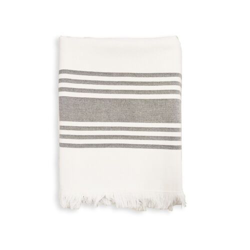 Fouta coton doublée éponge Karabuk Gris 90x160 cm