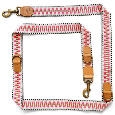 Premium dog leash - 3-way adjustable - 2m - pink