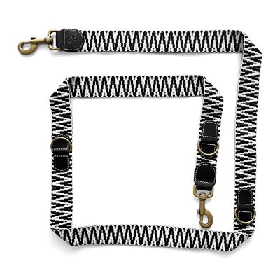 Dog leash - 3-way adjustable - 1.80m - black/white