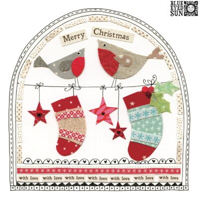 Merry Christmas Birds & Stockings - Fiesta