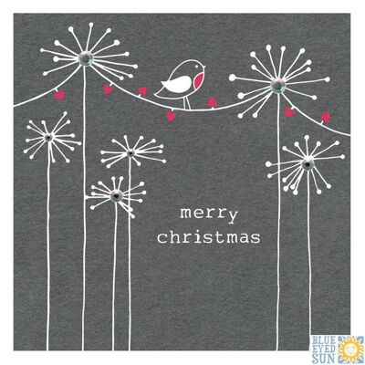 Merry Christmas Robin on a Wire - Fleur