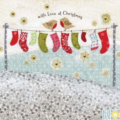 Christmas Robins on Washing Line - Enchantment