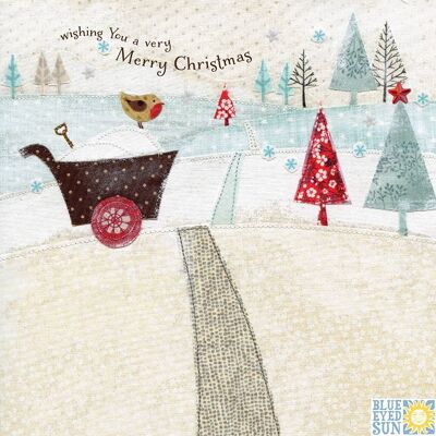 Christmas Robin on Wheelbarrow - Enchantment