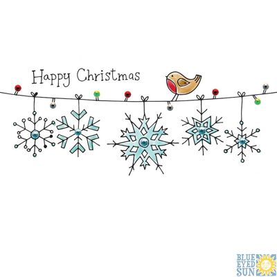 Merry Christmas Robin on Snow Line - Piccole luci