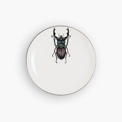 Plato postre escarabajo ciervo