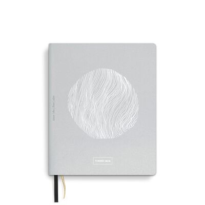 Notebook A6, Silver linen, bullet journal, Silver Moon