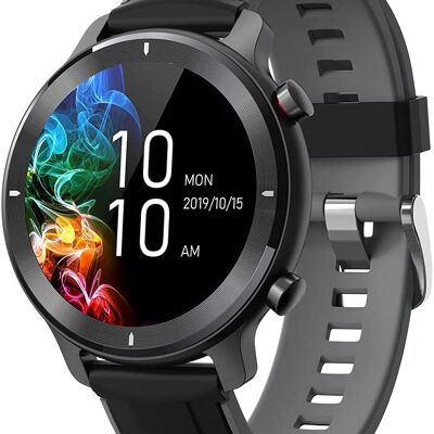 Zeit spielt keine Rolle Gandley Smartwatch Damen Smartwatch Herren Uhr 1,4 Zoll GPS Farbdisplay Full Touch Schrittzähler Multi Sport 10+ Zifferblätter Silikon Schwarz/Grau Geschenk