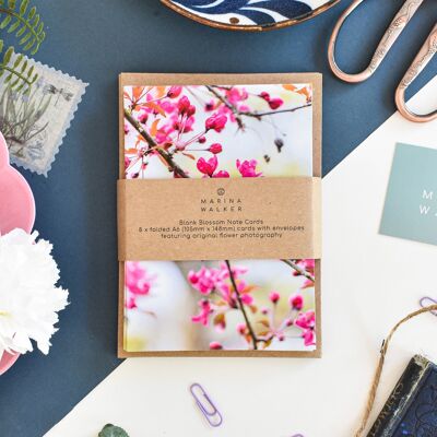 Floral Pink Blossom Kartenpackung mit 8 Stück