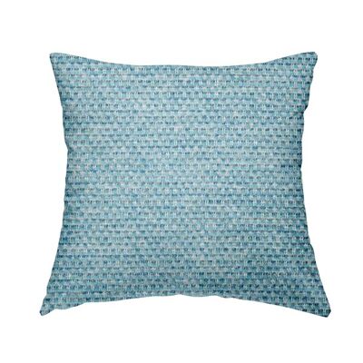 Chenille Fabric Woven Hopsack Blue Plain Cushions Piped Finish Handmade To Order