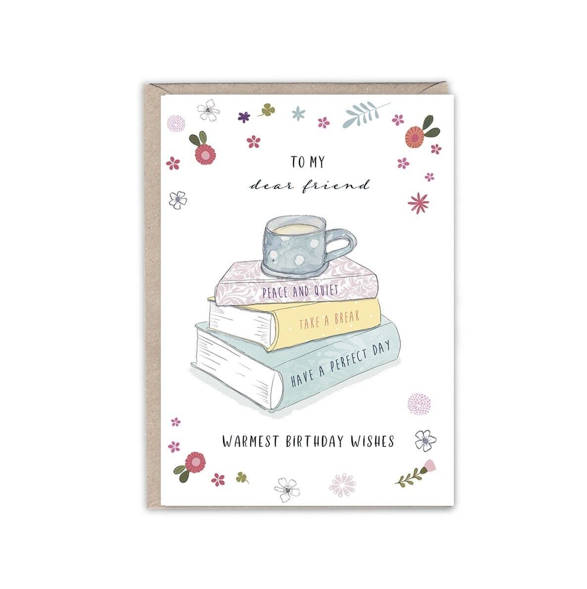 BIGLIETTO DI COMPLEANNO CARO AMICO PILA DI LIBRI