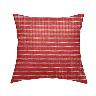 Woven Fabric Hopsack Red Pattern Cushions Piped Finish Handmade To Order