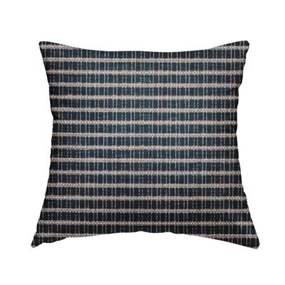 Woven Fabric Hopsack Teal Blue Pattern Cushions Piped Finish Handmade To Order