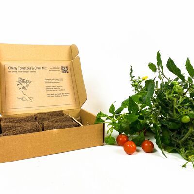 PlantPlugs │ Mezcla de tomate cherry y chile, paquete de 8