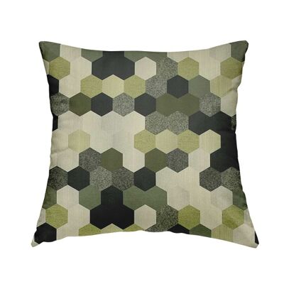 Chenille Fabric Geometric Lime Green Grey White Pattern Cushions Piped Finish Handmade To Order