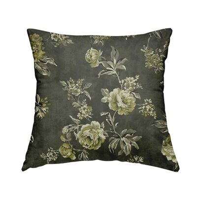 Chenille Fabric Rose Floral Grey White Pattern Cushions Piped Finish Handmade To Order