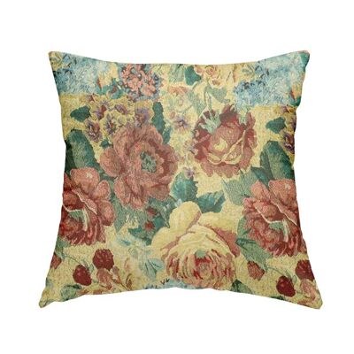 Chenille Fabric Floral Multi Colour Pattern Cushions Piped Finish Handmade To Order