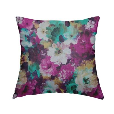 Velvet Fabric Floral Pink Pattern Cushions Piped Finish Handmade To Order
