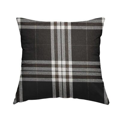 Chenille Fabric Scottish Inspired Tartan Chocolate Pattern Cushions Piped Finish Handmade To Order