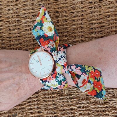 Liberty Thorpe coral women's scarf bracelet watch