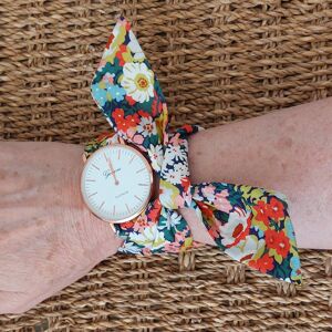 Montre bracelet foulard femme tissu à nouer Liberty Thorpe corail