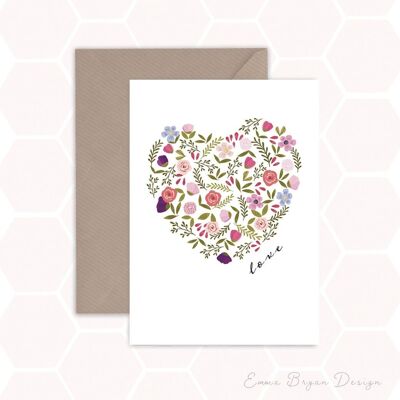 Love rose heart card