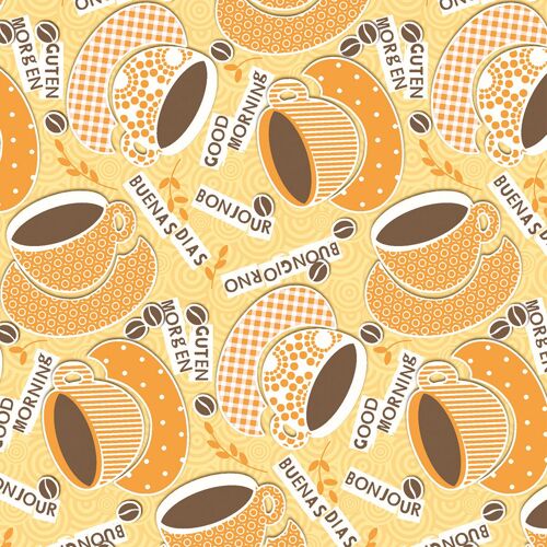 Serviette Kaffee Ole in Gelb-Orange aus Linclass® Airlaid 40 x 40 cm, 12 Stück