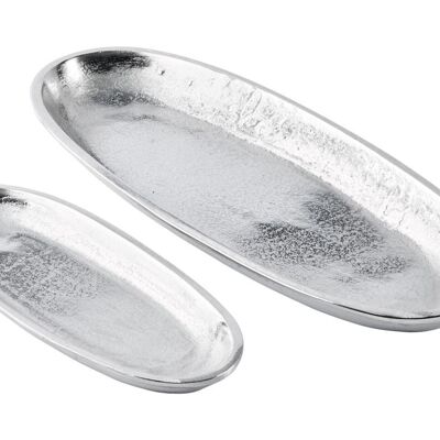 Bowl set of 2 aluminum silver 38 cm