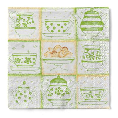 Serviette en tissu vert Cookie 33 x 33 cm, 20 pièces