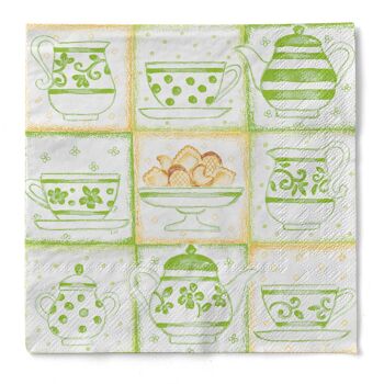 Serviette en tissu vert Cookie 33 x 33 cm, 20 pièces 1