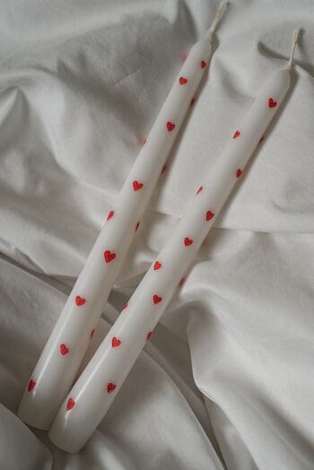 Pair of Heart hand painted taper candles