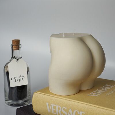 Vela extra grande de doble mecha Cheeky Bum - Cera de soja 100% natural - Decoración de esculturas