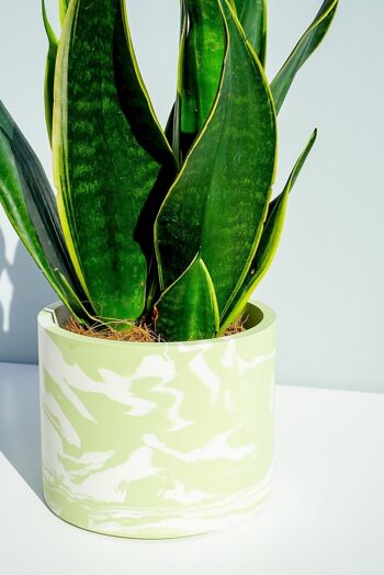 Conception de pot de plante en marbre vert sauge et blanc Jesmonite fait à la main - Jardinière en résine écologique faite à la main 1