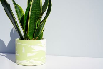 Conception de pot de plante en marbre vert sauge et blanc Jesmonite fait à la main - Jardinière en résine écologique faite à la main 3