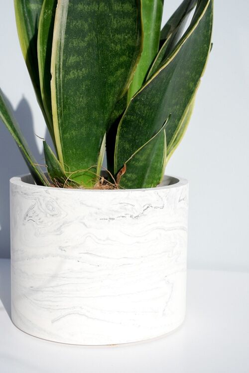 Handmade Jesmonite Marble Plant Pot White And Black Monochrome Design - Eco Resin Handmade Planter