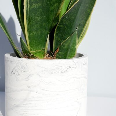 Pot de fleurs en marbre Jesmonite fait à la main Design monochrome blanc et noir - Jardinière en résine écologique faite à la main