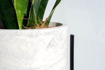 Pot de fleurs en marbre Jesmonite fait à la main Design monochrome blanc et noir - Jardinière en résine écologique faite à la main 2