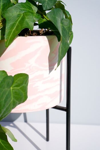 Conception de pot de plante en marbre rose et blanc Jesmonite fait à la main - Jardinière en résine écologique faite à la main 2
